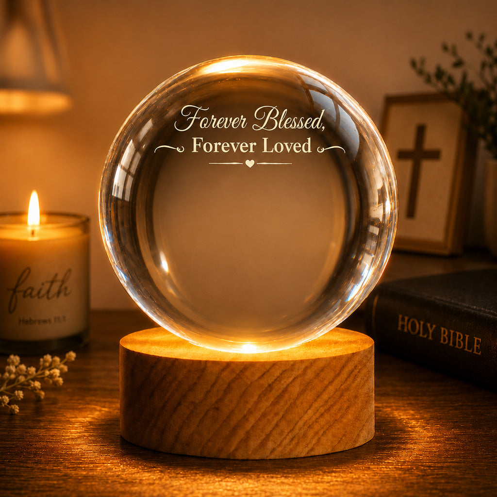 Personalized Photo Crystal Night Light with Custom Quote and Names