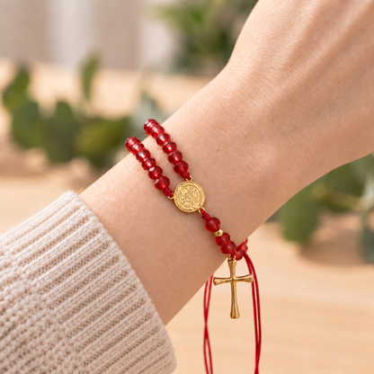 【DEAL TODAY】Adjustable St. Benedict Medal Double-Strand Bracelet with Cross Charm