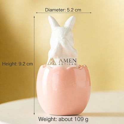 Easter Ceramic Bunny Egg Statue Amen Artisan