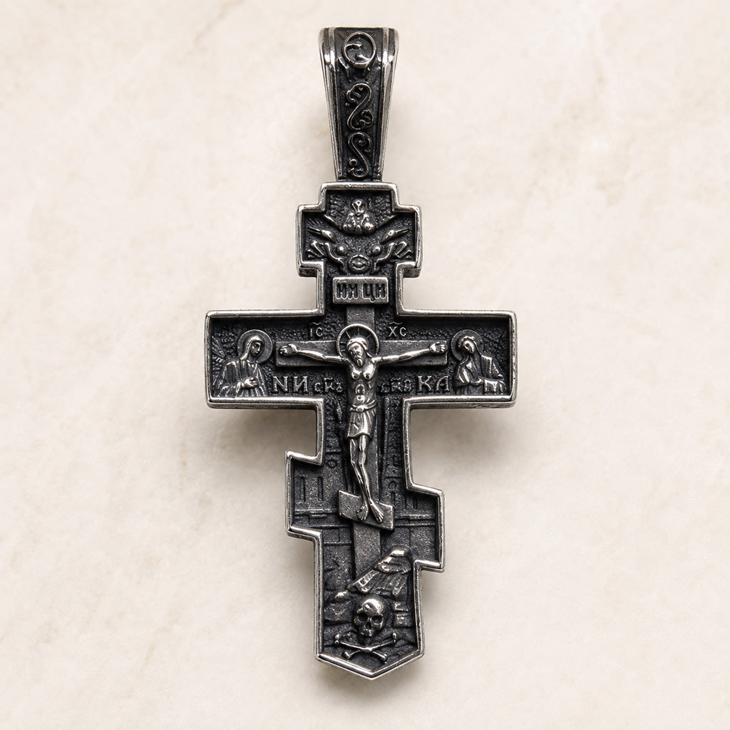 Silver-Tone Detailed Crucifix Necklace for Prayer and Everyday Faith