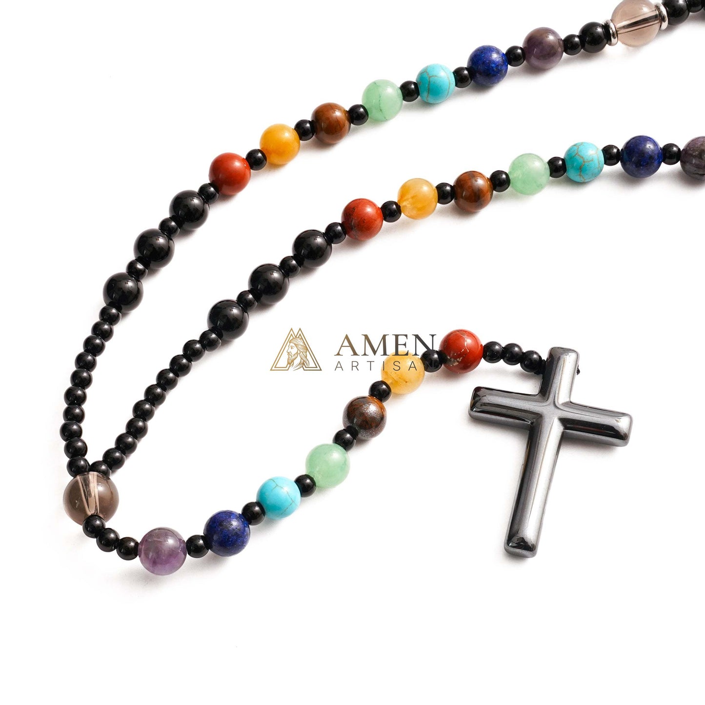 Multicolor Cross Rosary Amen Artisan