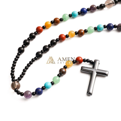 Multicolor Cross Rosary Amen Artisan