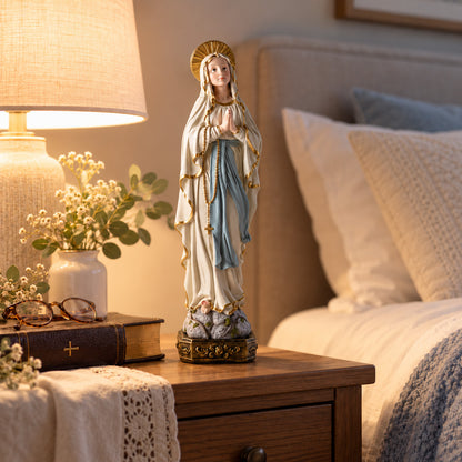 Virgin Mary Resin Statue with Rosary