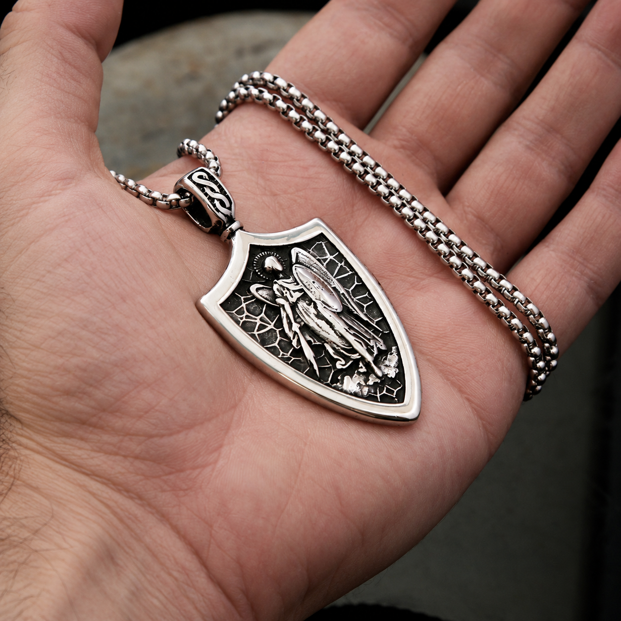 St. Michael the Archangel Shield Pendant Necklace