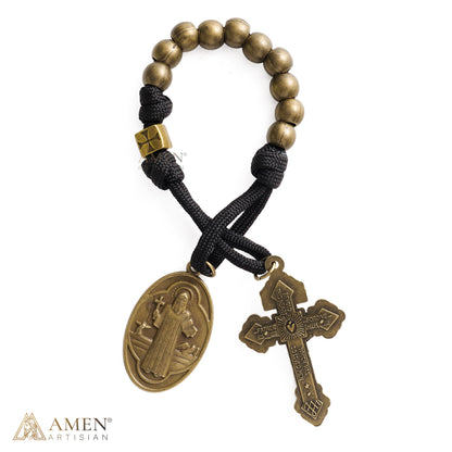 A Prayerful Reminder of Protection — St. Benedict Bronze Bead Pocket Rosary