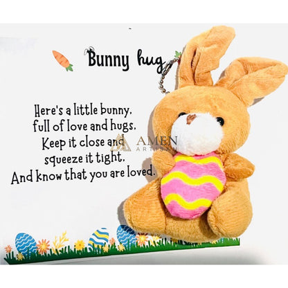 Easter Cuddly Bunny  Egg Pocket Hug Charm Amen Artisan