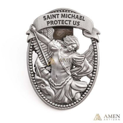 St Michael Medal Car Clip Amen Artisan