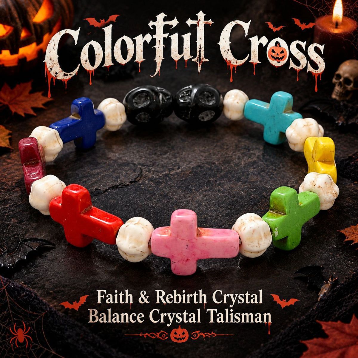 Colorful Cross Rosary Bracelet – Multicolor Faith Beads | Amen Artisan
