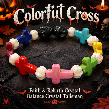 Colorful Cross Rosary Bracelet – Multicolor Faith Beads | Amen Artisan