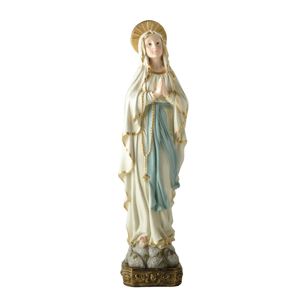 Virgin Mary Resin Statue with Rosary