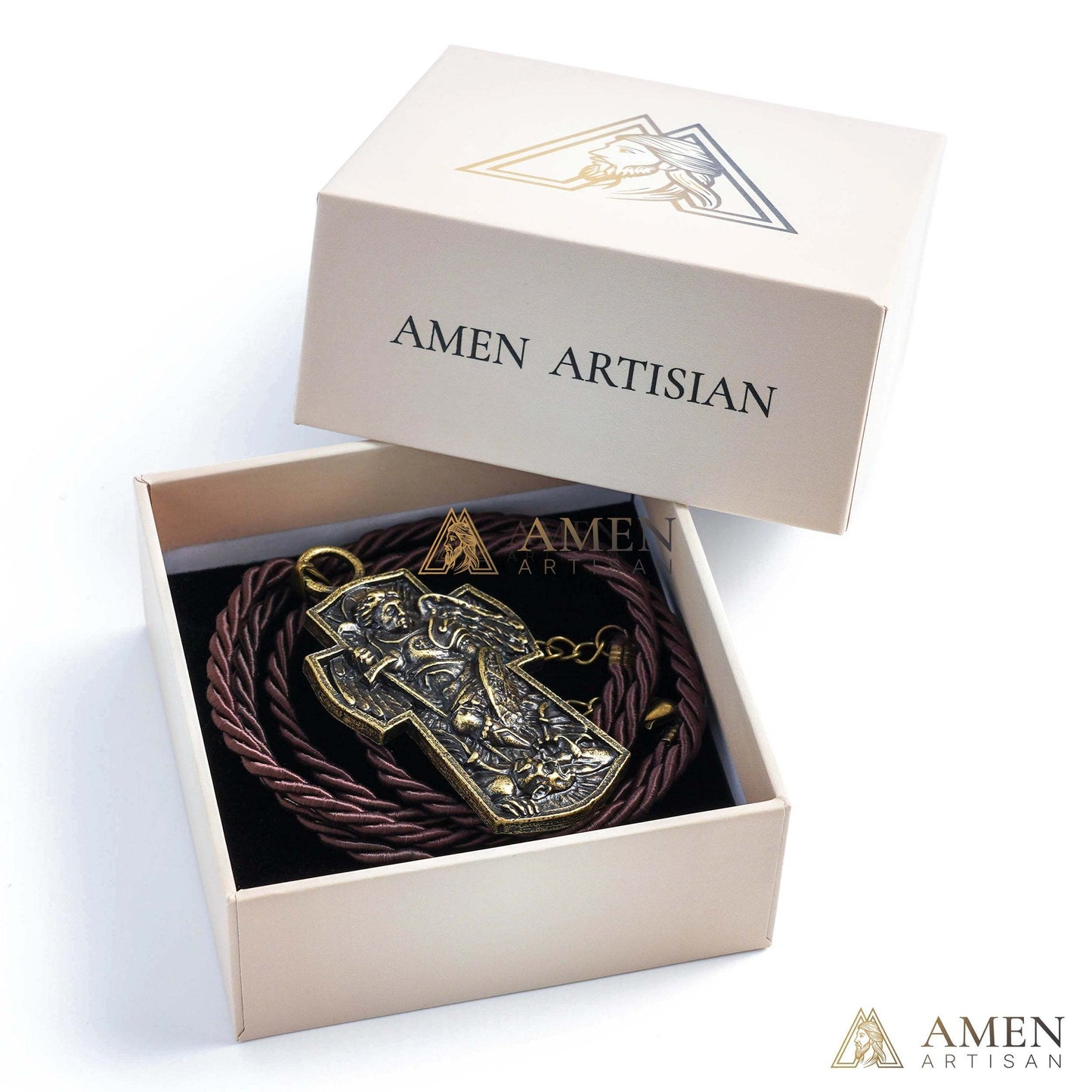 St Michael Necklace - Vintage Archangel Pendant Necklace - Amen Artisan