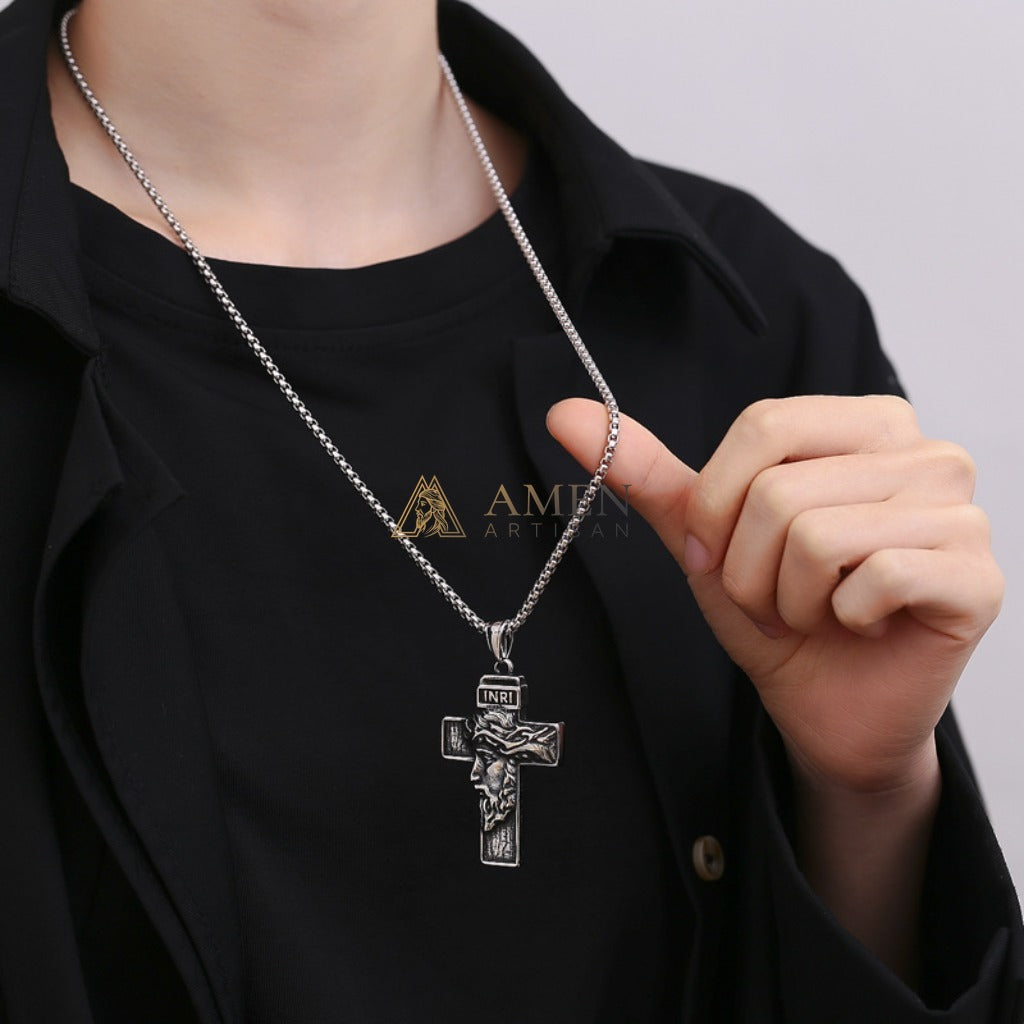 Jesus Cross Pendant Necklace Amen Artisan