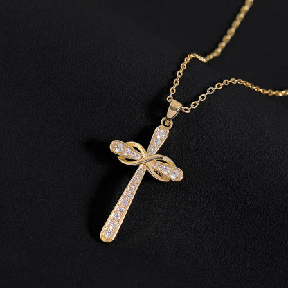 Intertwined Möbius Cross Necklace