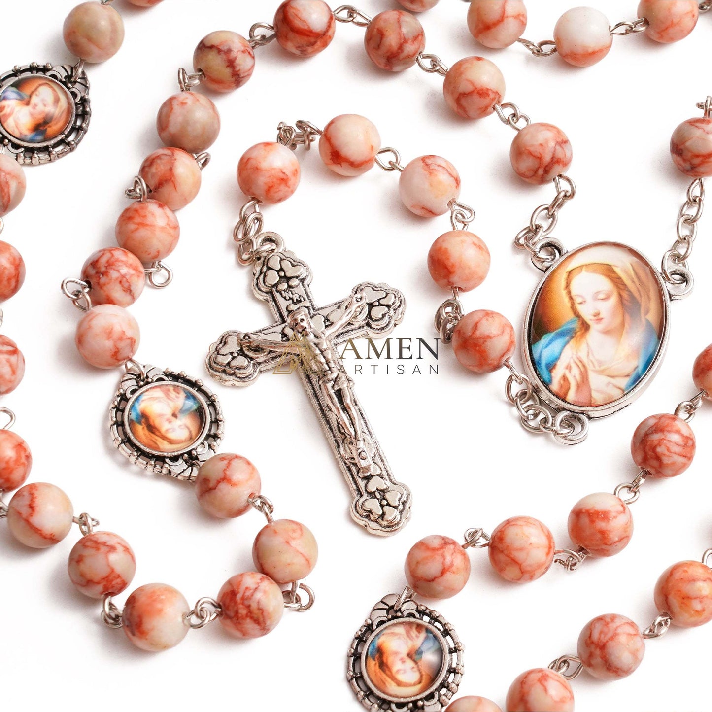 Red Vein Jasper Rosary Amen Artisan