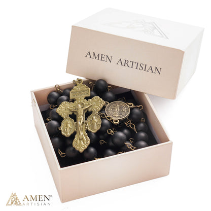 Black Agate Catholic Rosary