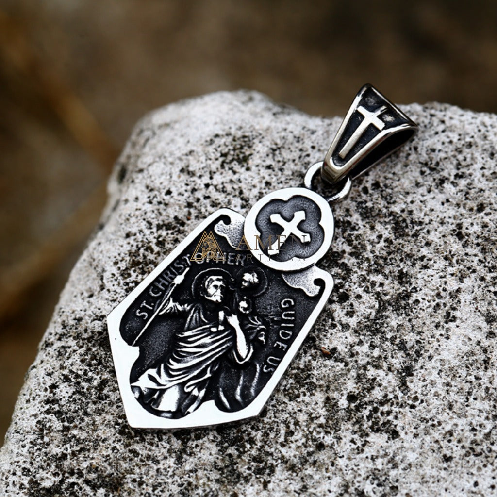 Saint Christopher Guardian Pendant Necklace Amen Artisan