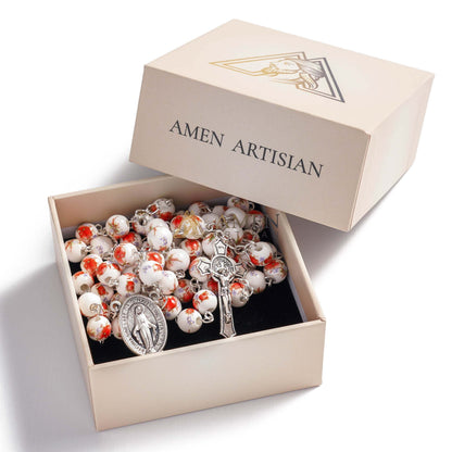 Plum Blossom Ceramic Rosary Amen Artisan