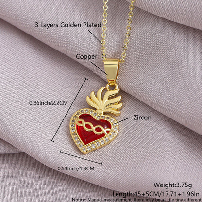 Gold-Plated Gothic Heart CZ Cross Pendant Amen Artisan