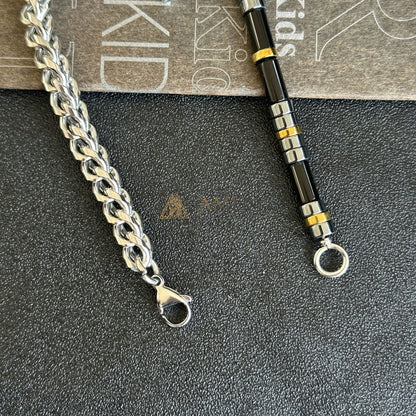 Natural Stone Bead & Stainless Steel Cross Bracelet  Amen Artisan