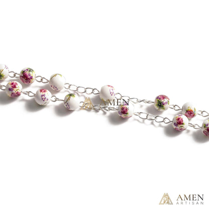 Pansy Ceramic Rosary Amen Artisan
