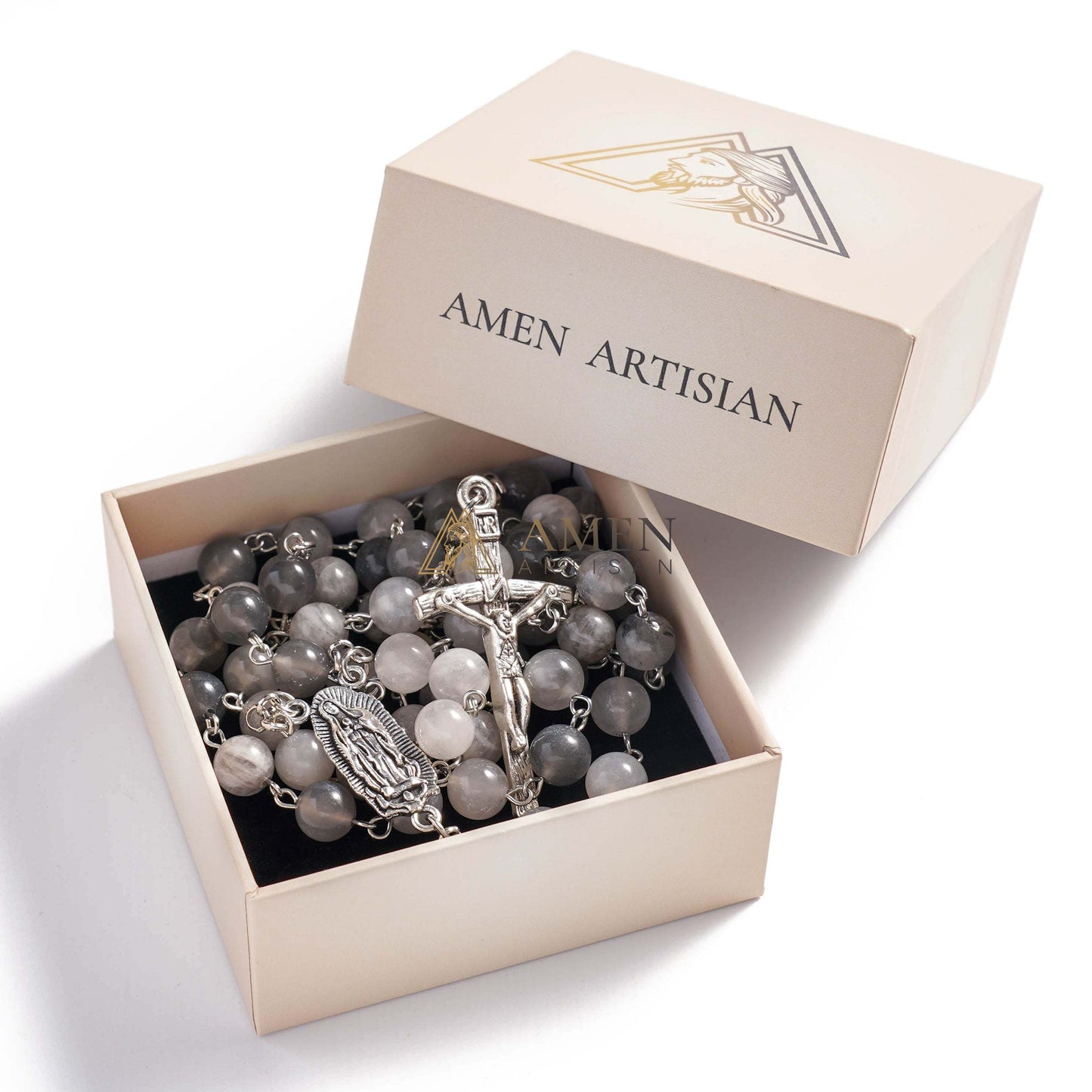 Ancient Cloud Crystal Our Lady of Guadalupe Rosary Amen Artisan