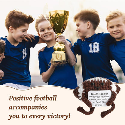 Hand-Knit Positive Football Plush Doll Amen Artisan