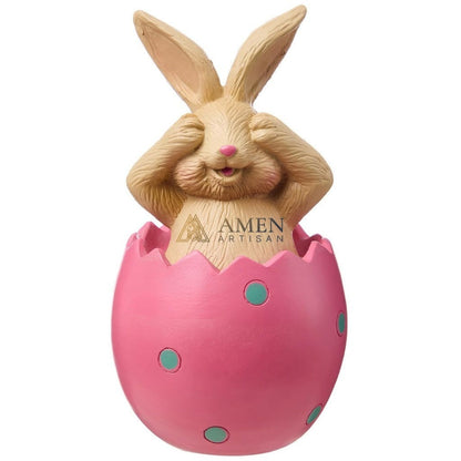 Easter Bunny Egg Statue Amen Artisan