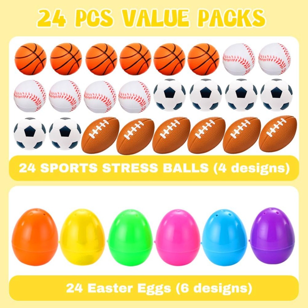 Prefilled Easter Eggs with Colorful Sports Easter Egg Gift Set  Amen Artisan