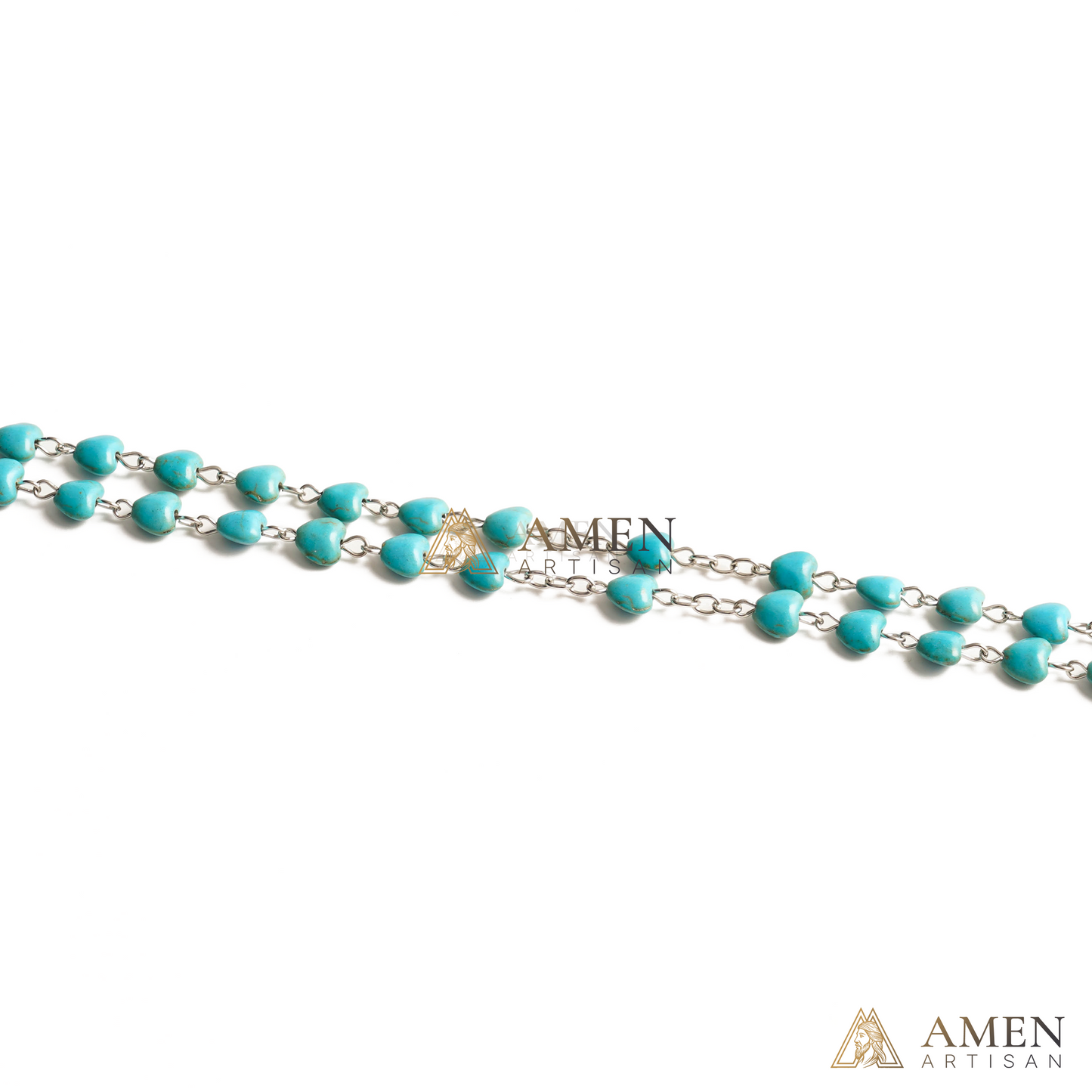Turquoise Heart Rosary Amen Artisan