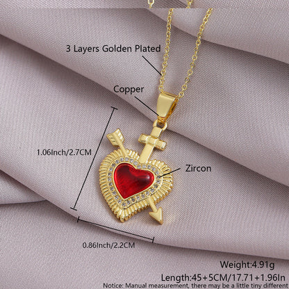 Gold-Plated Gothic Heart CZ Cross Pendant Amen Artisan
