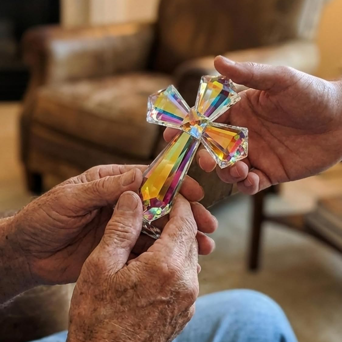 Crystal Cross Figurine Amen Artisan