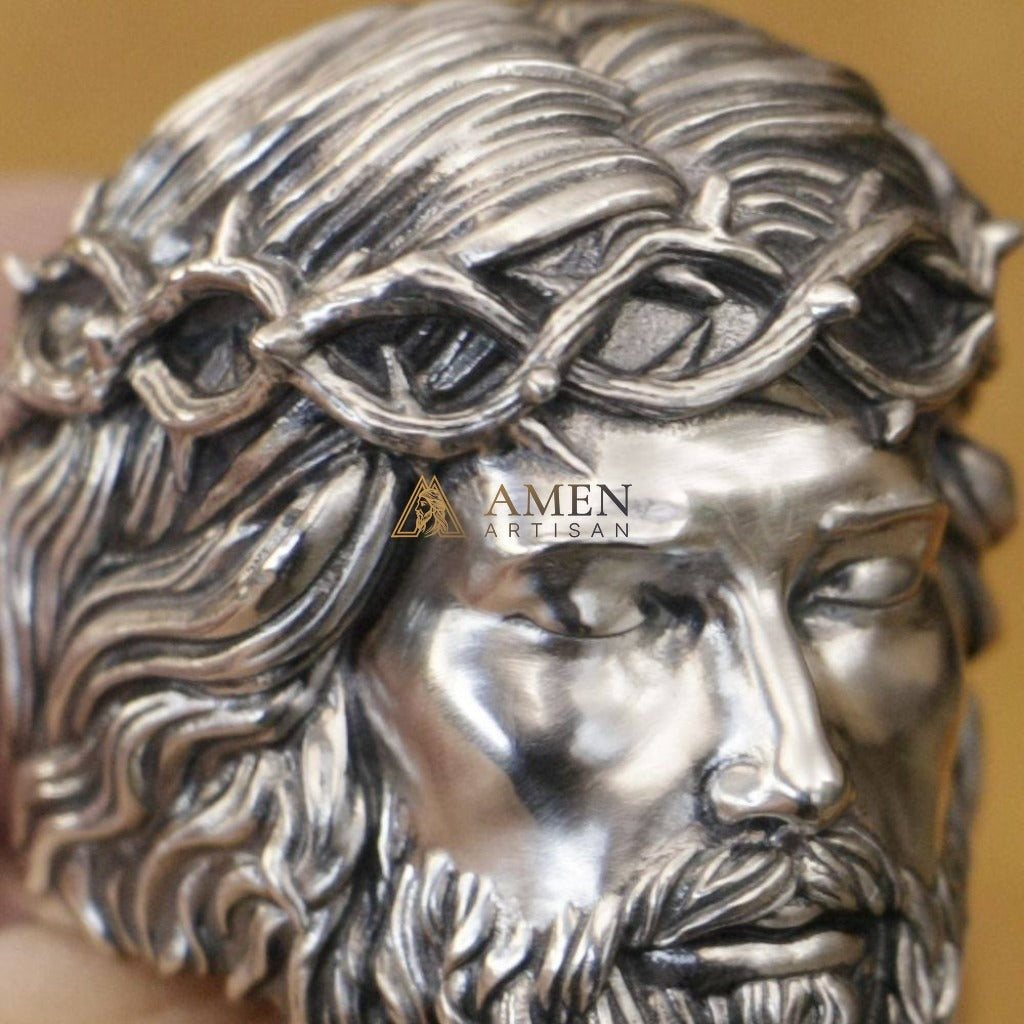 925 Sterling Silver Crown of Thorns Ring Amen Artisan