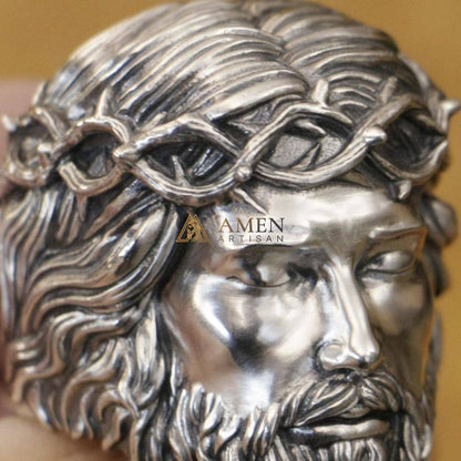 925 Sterling Silver Crown of Thorns Ring Amen Artisan