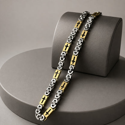 【DEAL TODAY】Two-Tone Cross Link Chain Necklace