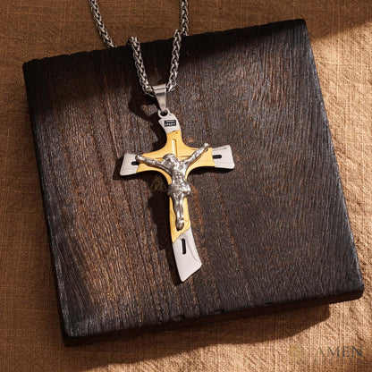 Two-Tone Jesus Crucifix Necklace - Faith & Redemption