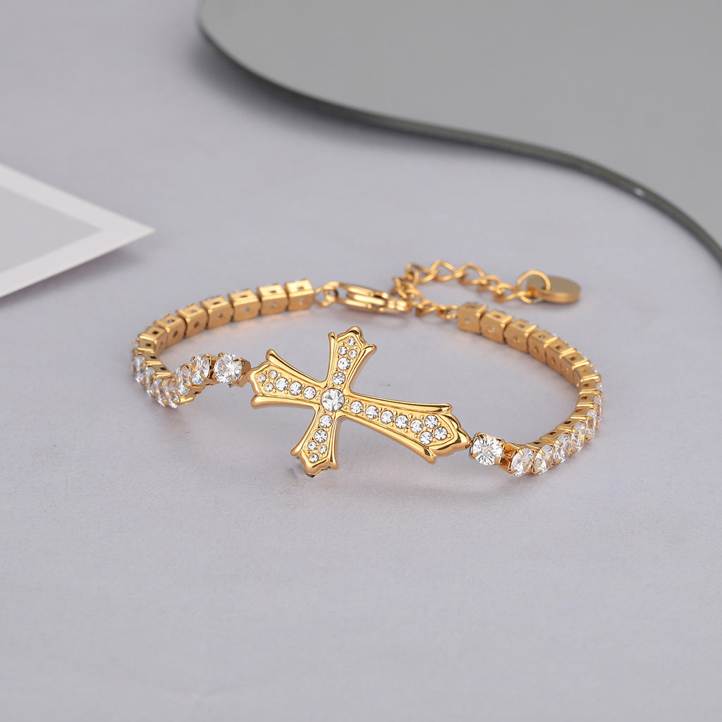 Faith Reminder Cross Bracelet with Adjustable Chain