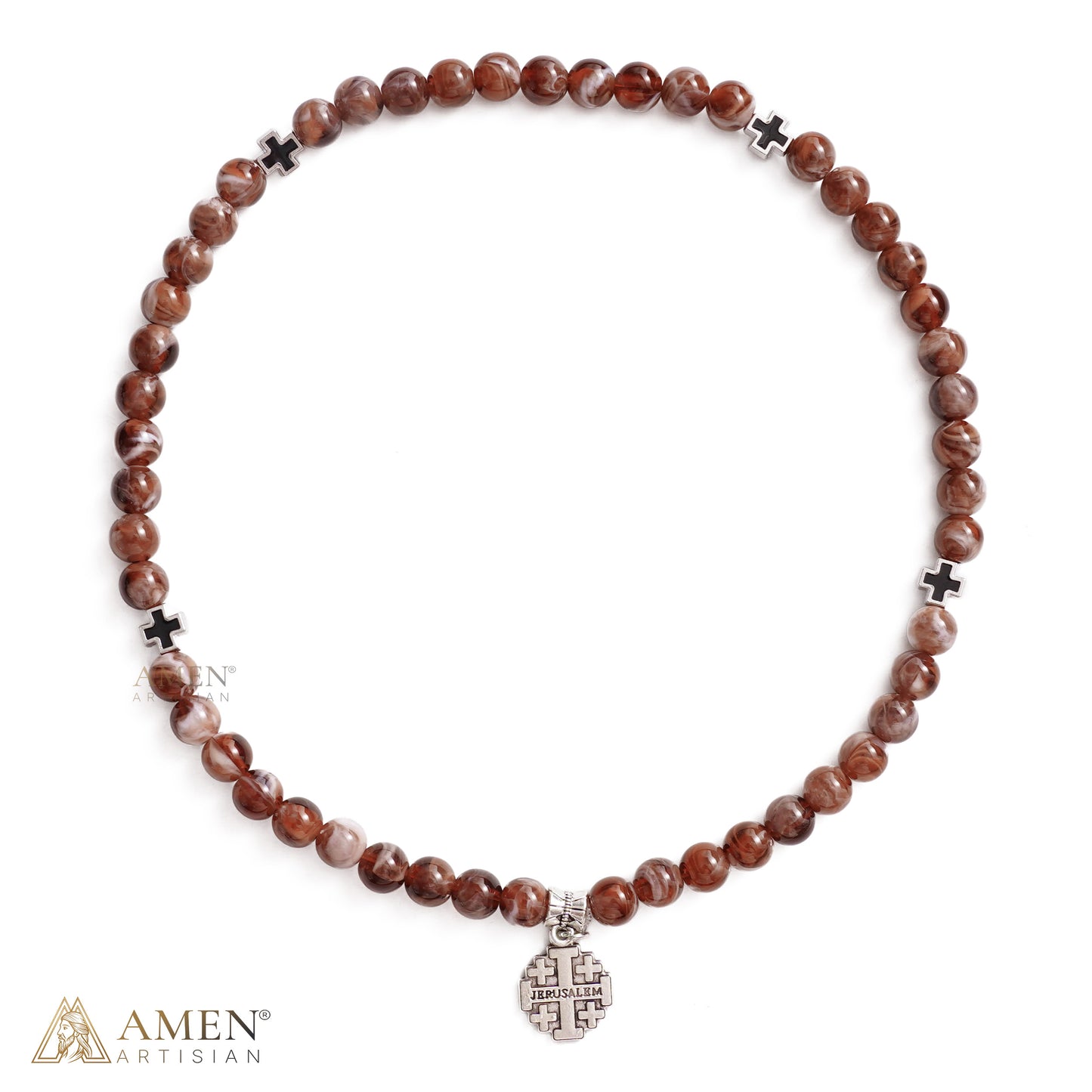 Jerusalem Cross Beaded Wrap Bracelet and Necklace