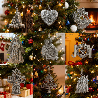 Premium Titanium Steel Nativity Ornament with Chain & Gift Box – 7 cm / 2.75"