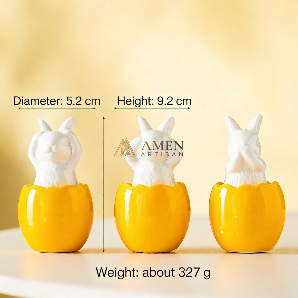 Easter Ceramic Bunny Egg Statue Amen Artisan