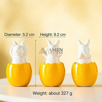 Easter Ceramic Bunny Egg Statue Amen Artisan