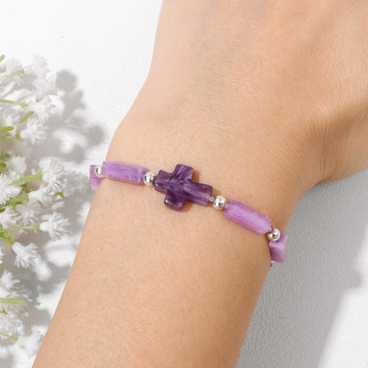 Cross Purple Stone Bracelet Amen Artisan