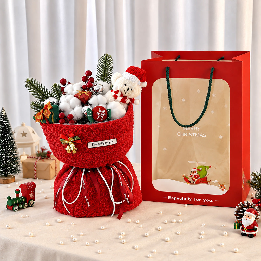 Christmas Teddy Bear Gift Bouquet