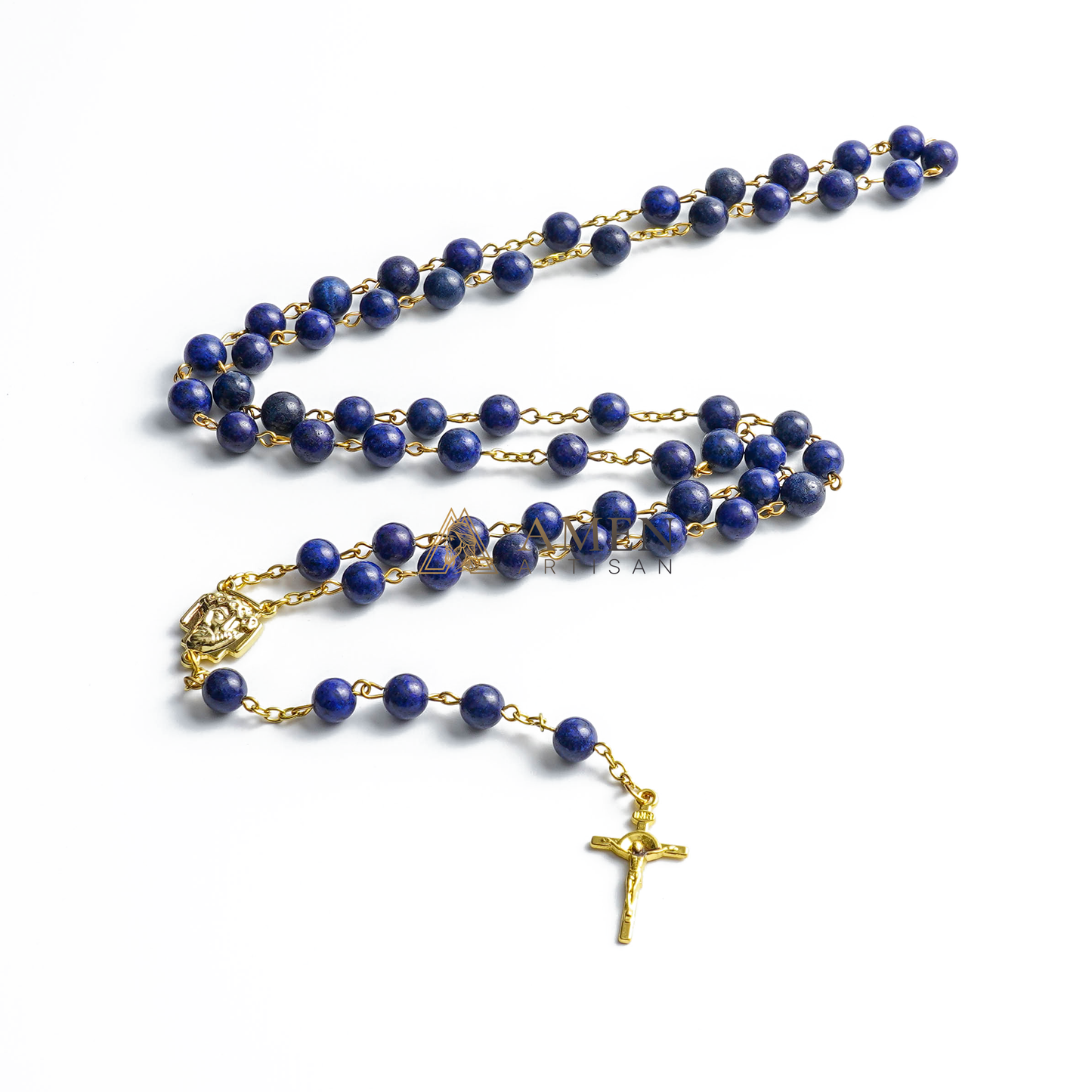 Lapis Lazuli The Holy Face of Jesus Rosary Amen Artisan