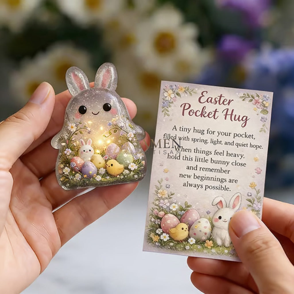 Handmade Easter Bunny Figurine Amen Artisan