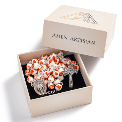 Four Leaf Clover Ceramic Rosary Amen Artisan