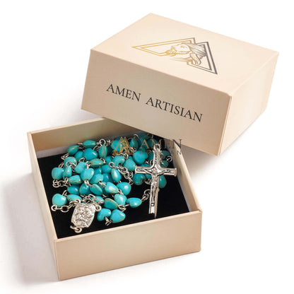 Turquoise Heart Rosary Amen Artisan