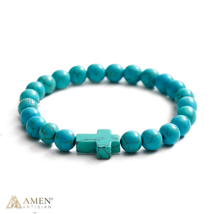 Natural Stone Cross Bracelet