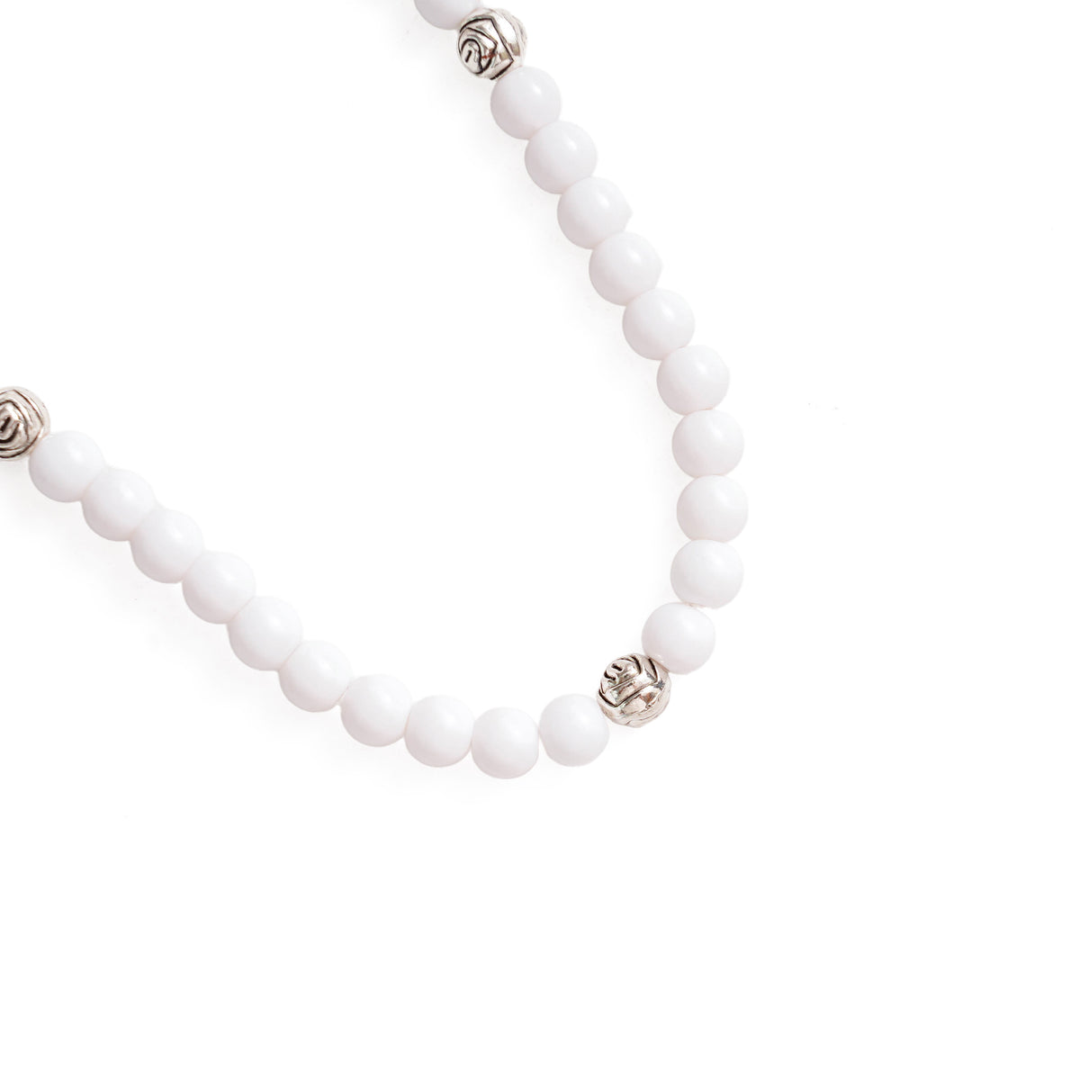 White Bead Virgin Mary Medal & Crucifix Bracelet Necklace