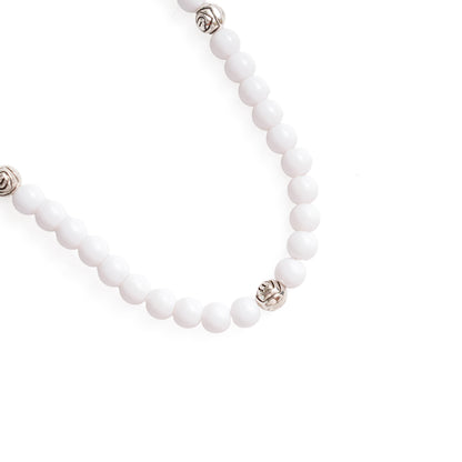 White Bead Virgin Mary Medal & Crucifix Bracelet Necklace
