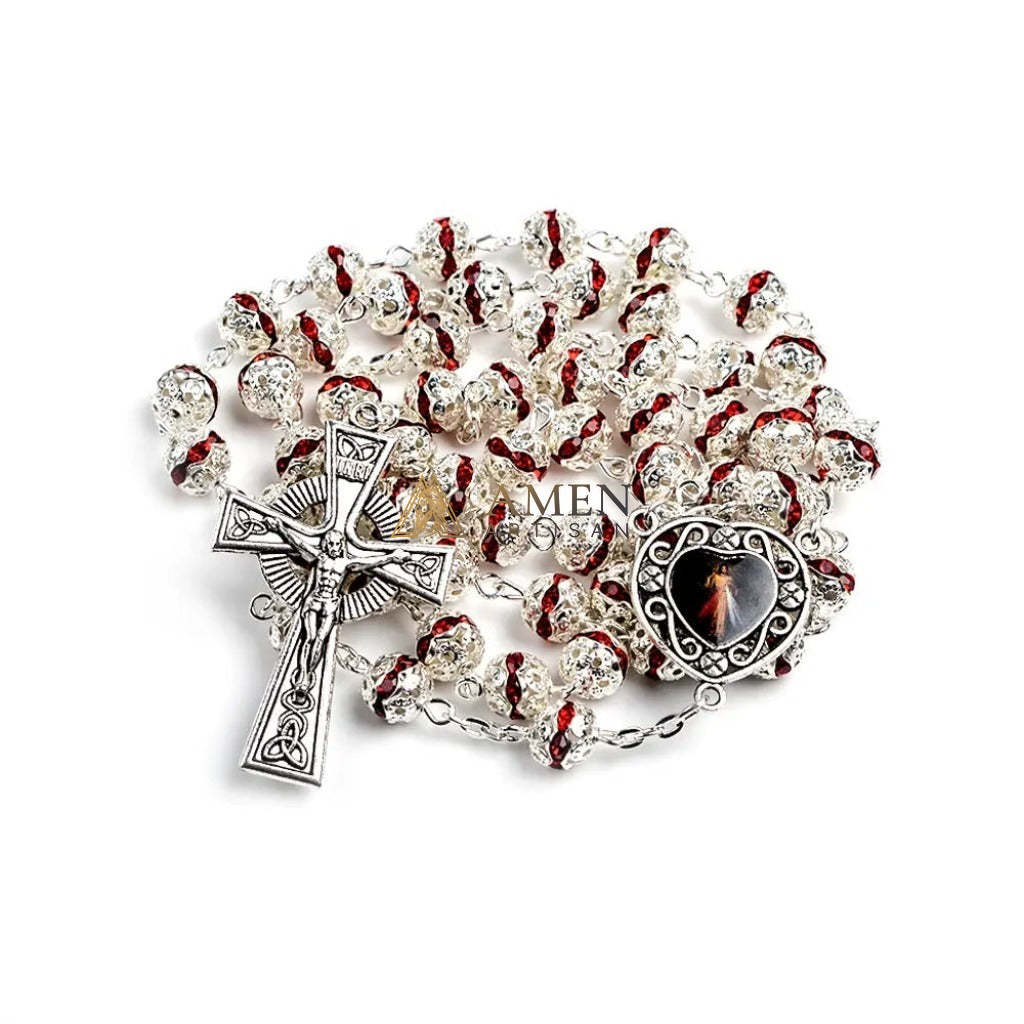 Alloy&Zirconia Bead Crucifix Rosary Amen Artisan